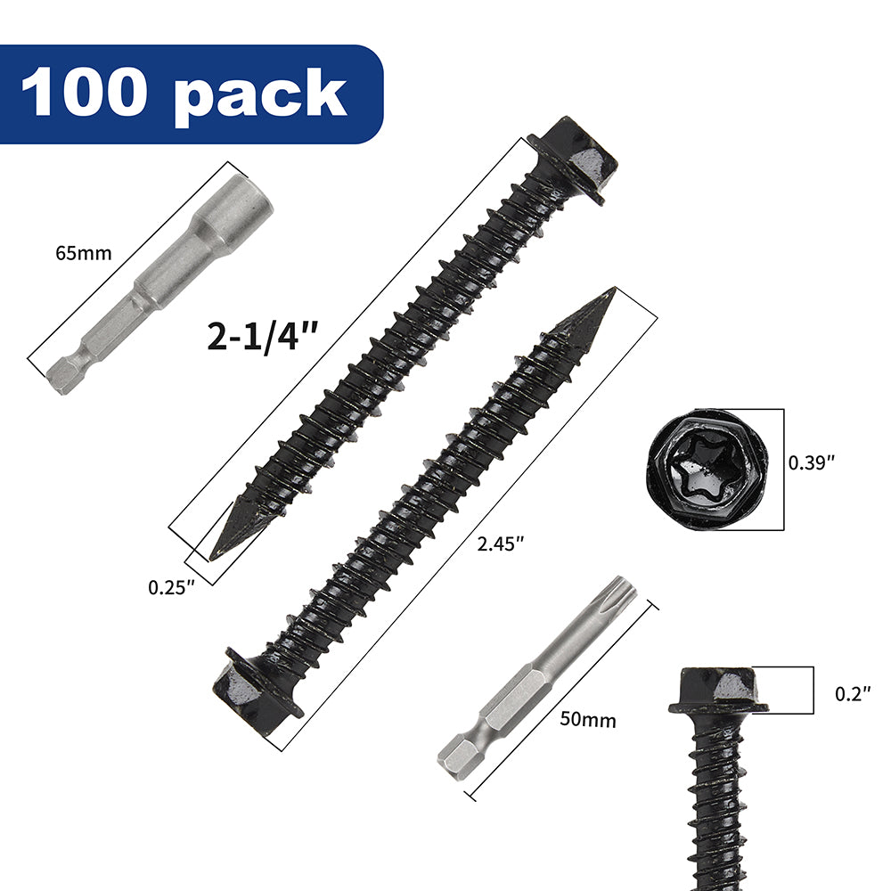 GP Concrete Screw  Star Drive Hex Head Black