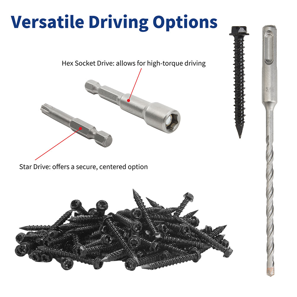 GP Concrete Screw  Star Drive Hex Head Black