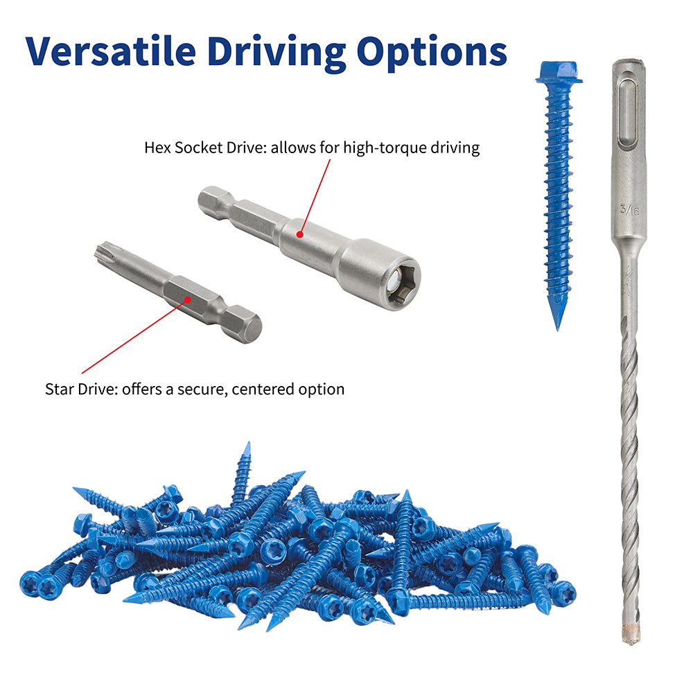 GP Concrete Screw  Star Drive Hex Head Cobalt Blue