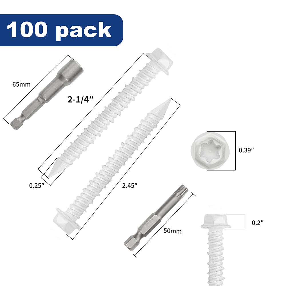 GP Concrete Screw  Star Drive Hex Head White