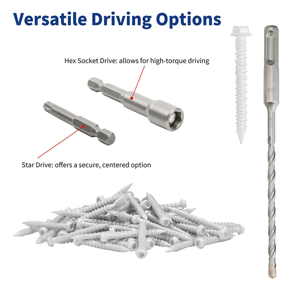 GP Concrete Screw  Star Drive Hex Head White
