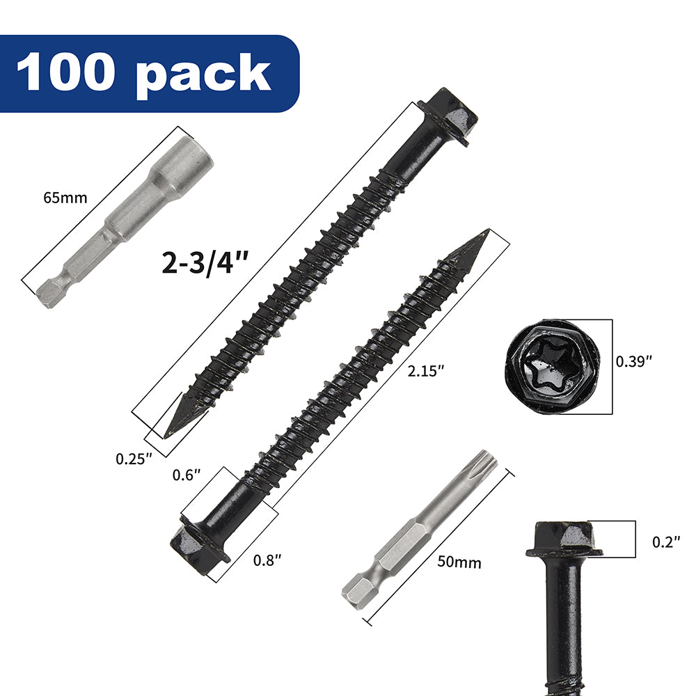 GP Concrete Screw  Star Drive Hex Head Black