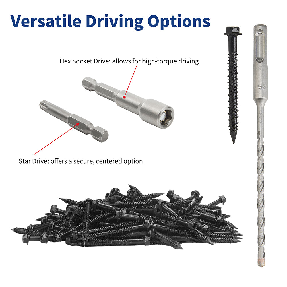 GP Concrete Screw  Star Drive Hex Head Black