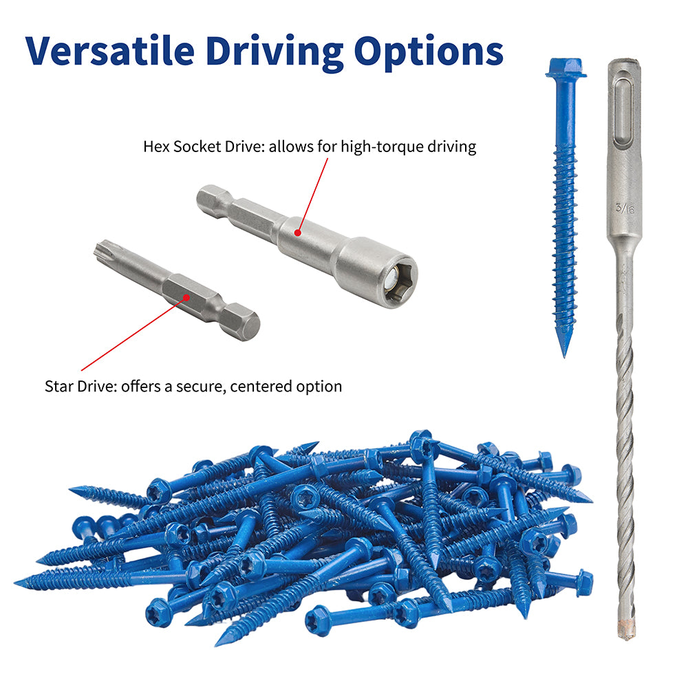GP Concrete Screw  Star Drive Hex Head Cobalt Blue