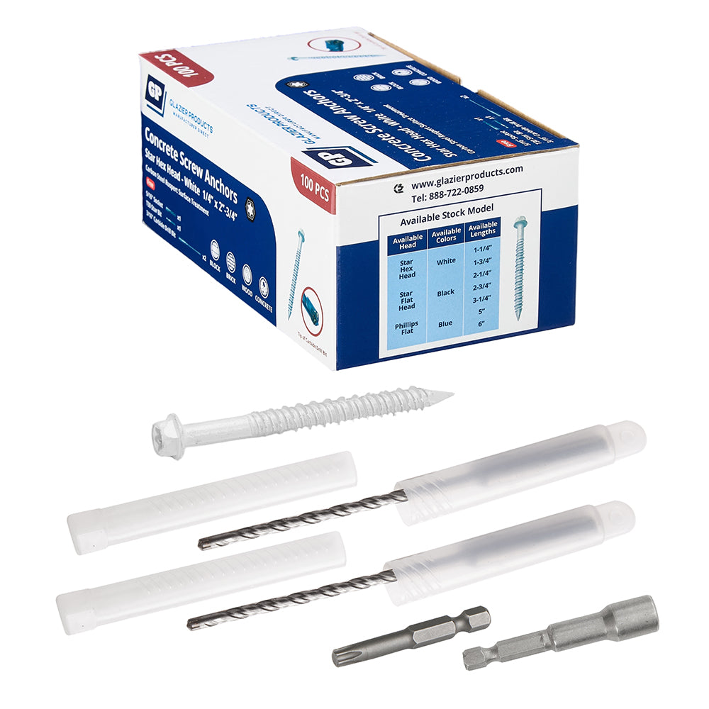GP Concrete Screw  Star Drive Hex Head White