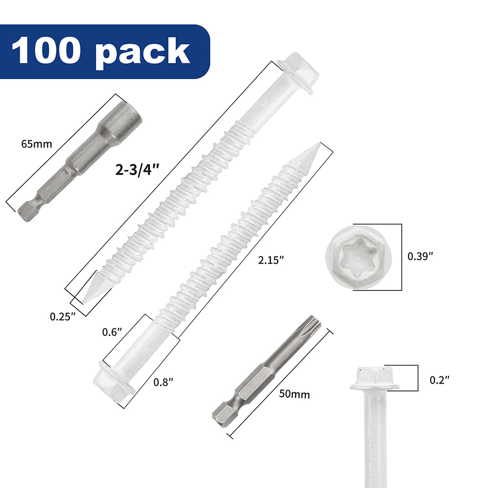 GP Concrete Screw  Star Drive Hex Head White
