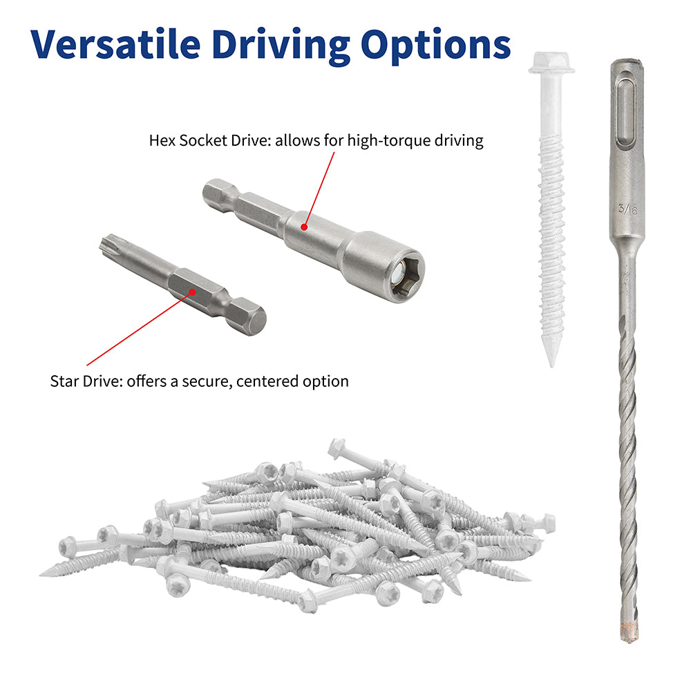GP Concrete Screw  Star Drive Hex Head White