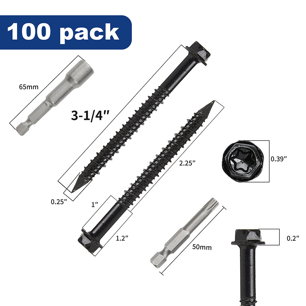 GP Concrete Screw  Star Drive Hex Head Black