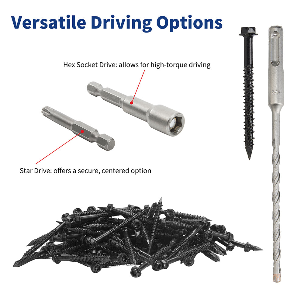 GP Concrete Screw  Star Drive Hex Head Black