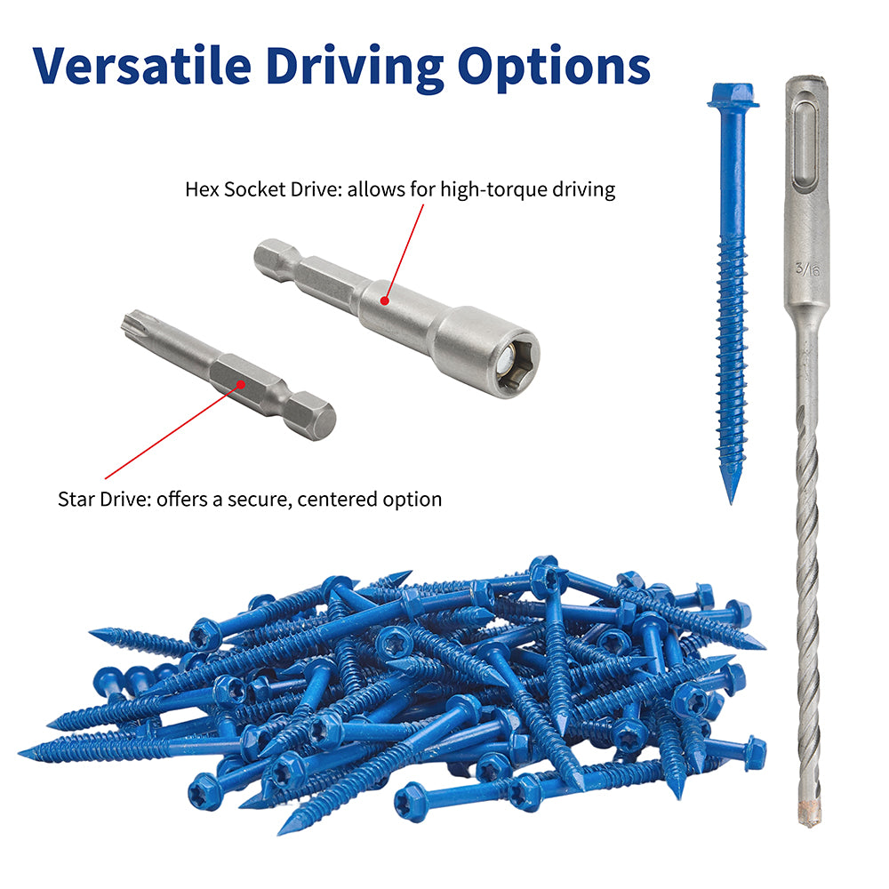GP Concrete Screw  Star Drive Hex Head Cobalt Blue