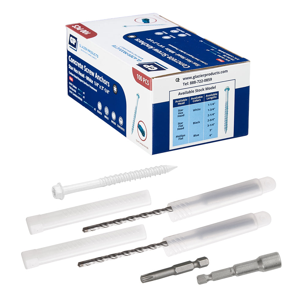 GP Concrete Screw  Star Drive Hex Head White