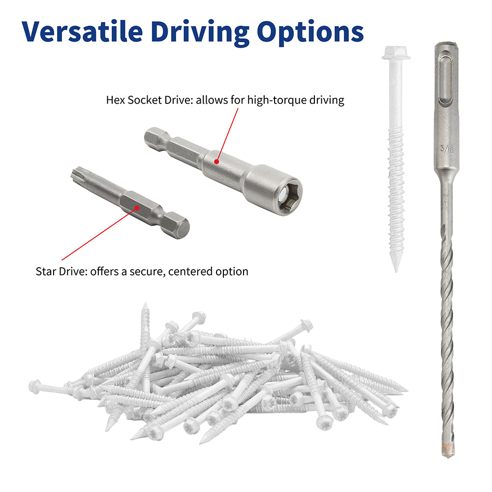 GP Concrete Screw  Star Drive Hex Head White
