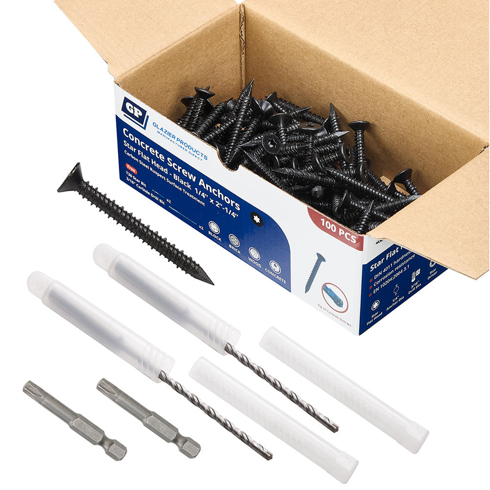 GP Concrete Screw  Star Flat Head Black