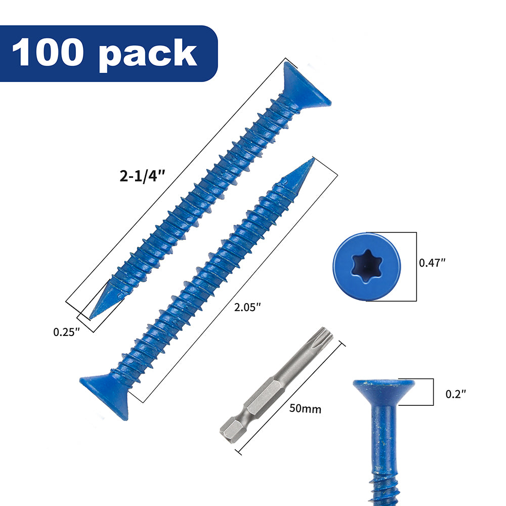 GP Concrete Screw  Star Flat Head Cobalt Blue