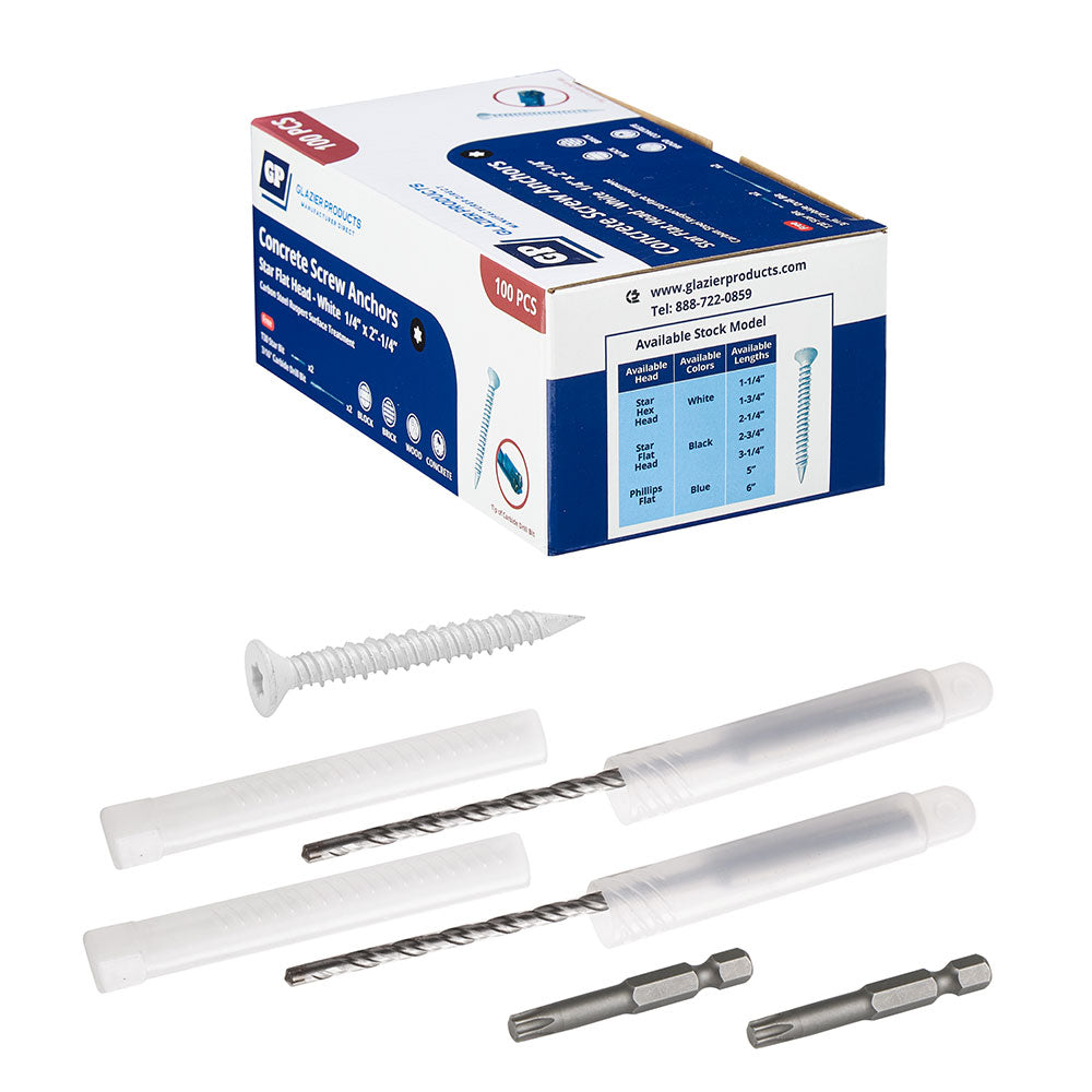 GP Concrete Screw  Star Flat Head White