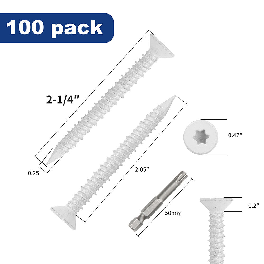 GP Concrete Screw  Star Flat Head White