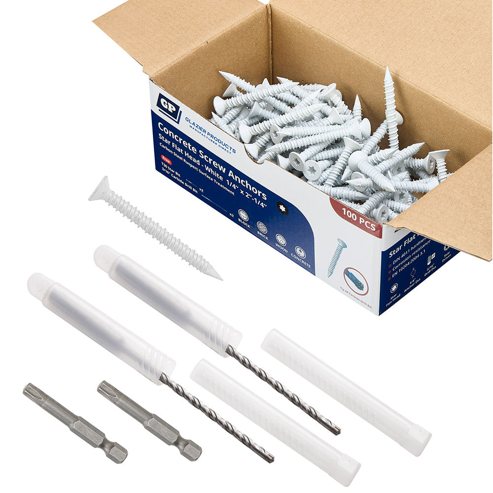 GP Concrete Screw  Star Flat Head White