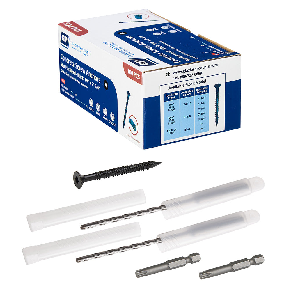 GP Concrete Screw  Star Flat Head Black