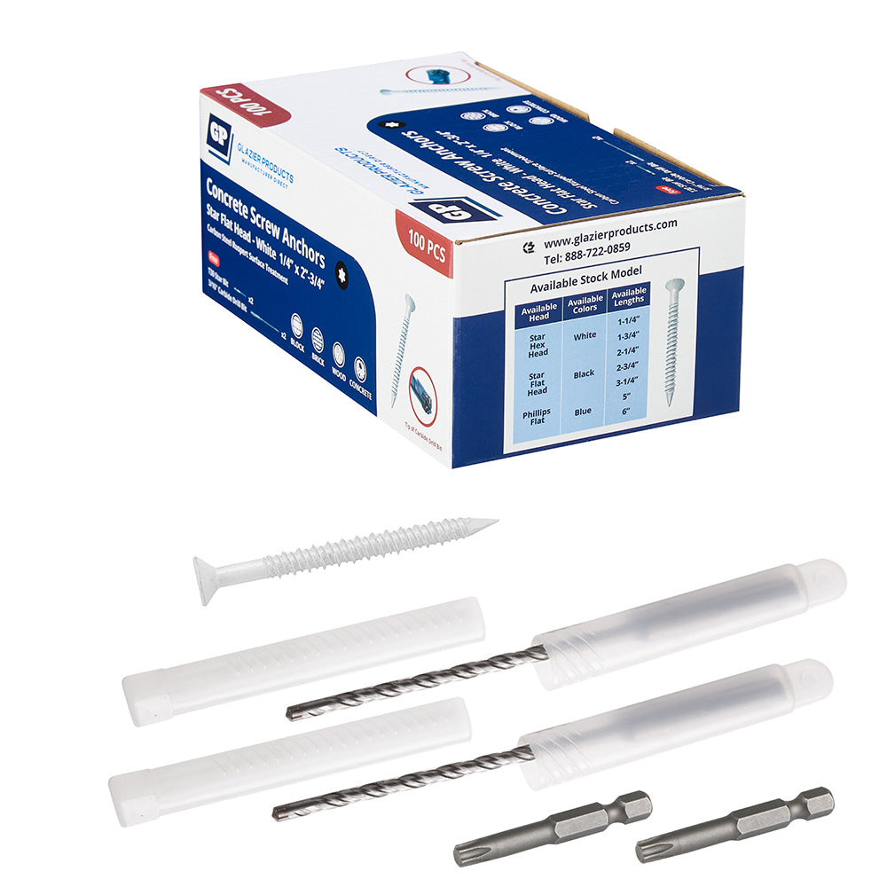 GP Concrete Screw  Star Flat Head White