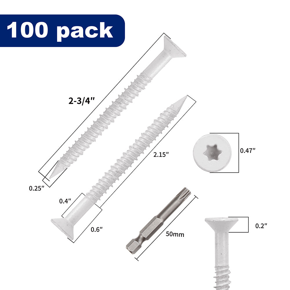 GP Concrete Screw  Star Flat Head White