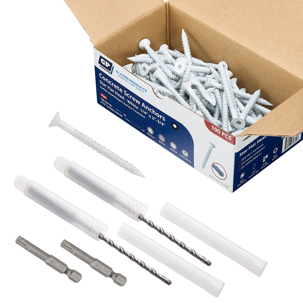 GP Concrete Screw  Star Flat Head White