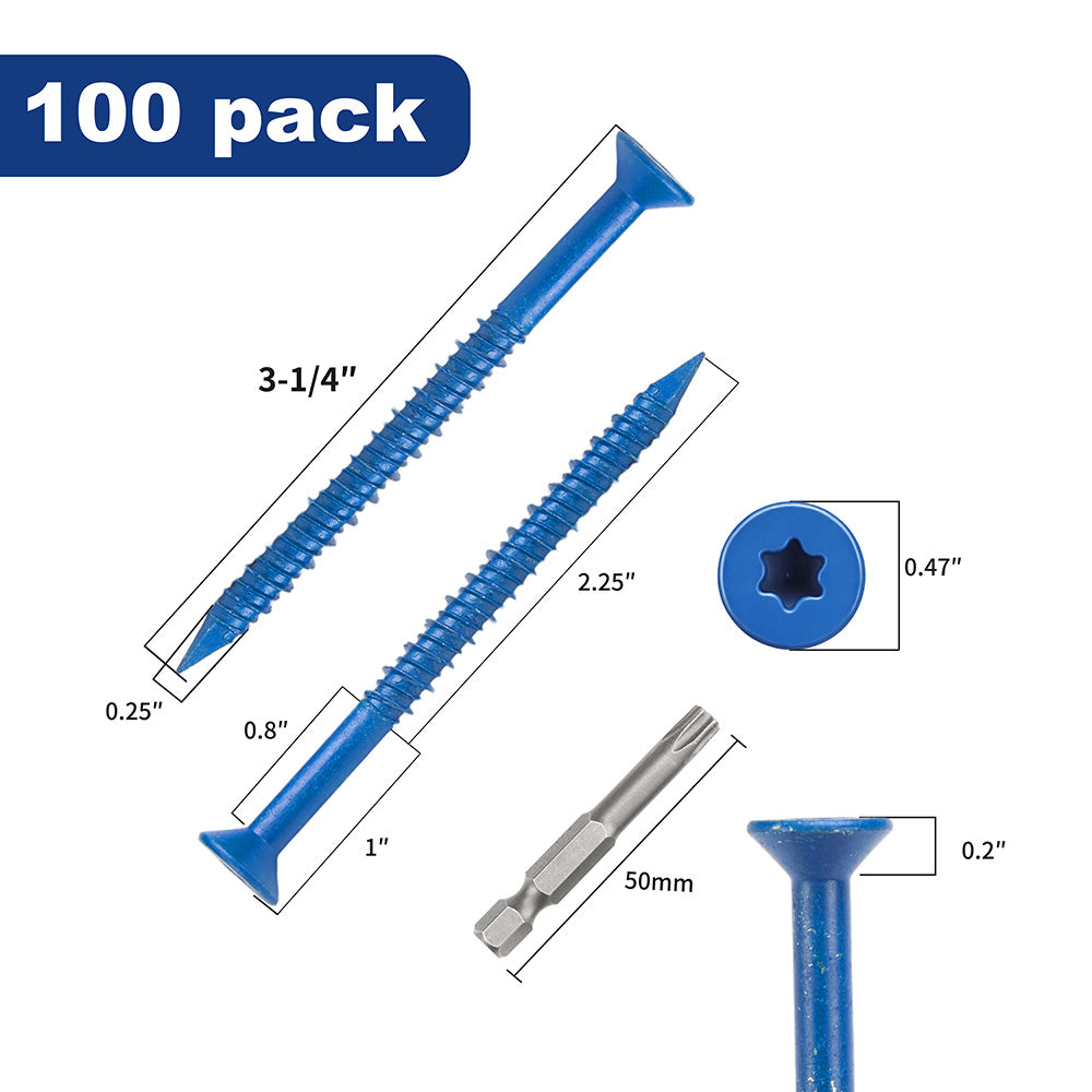 GP Concrete Screw  Star Flat Head Cobalt Blue