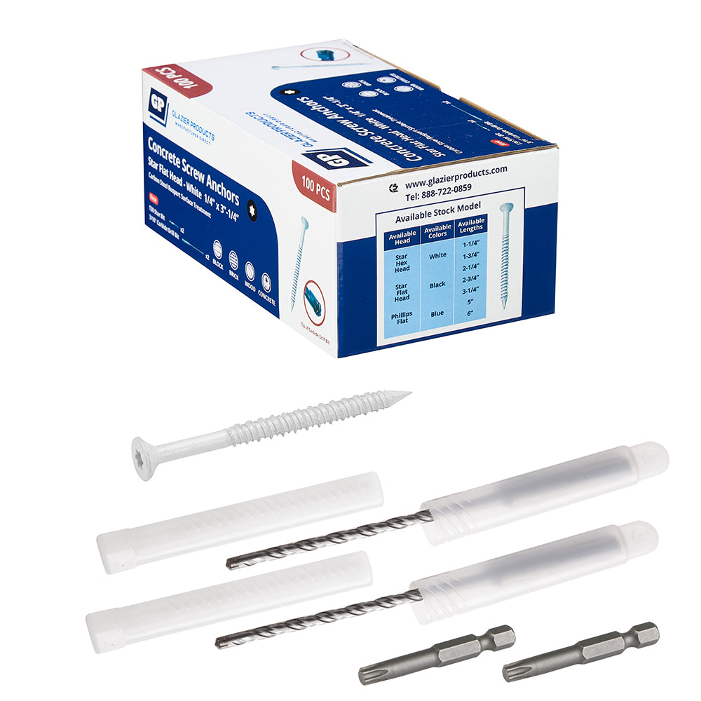 GP Concrete Screw  Star Flat Head White