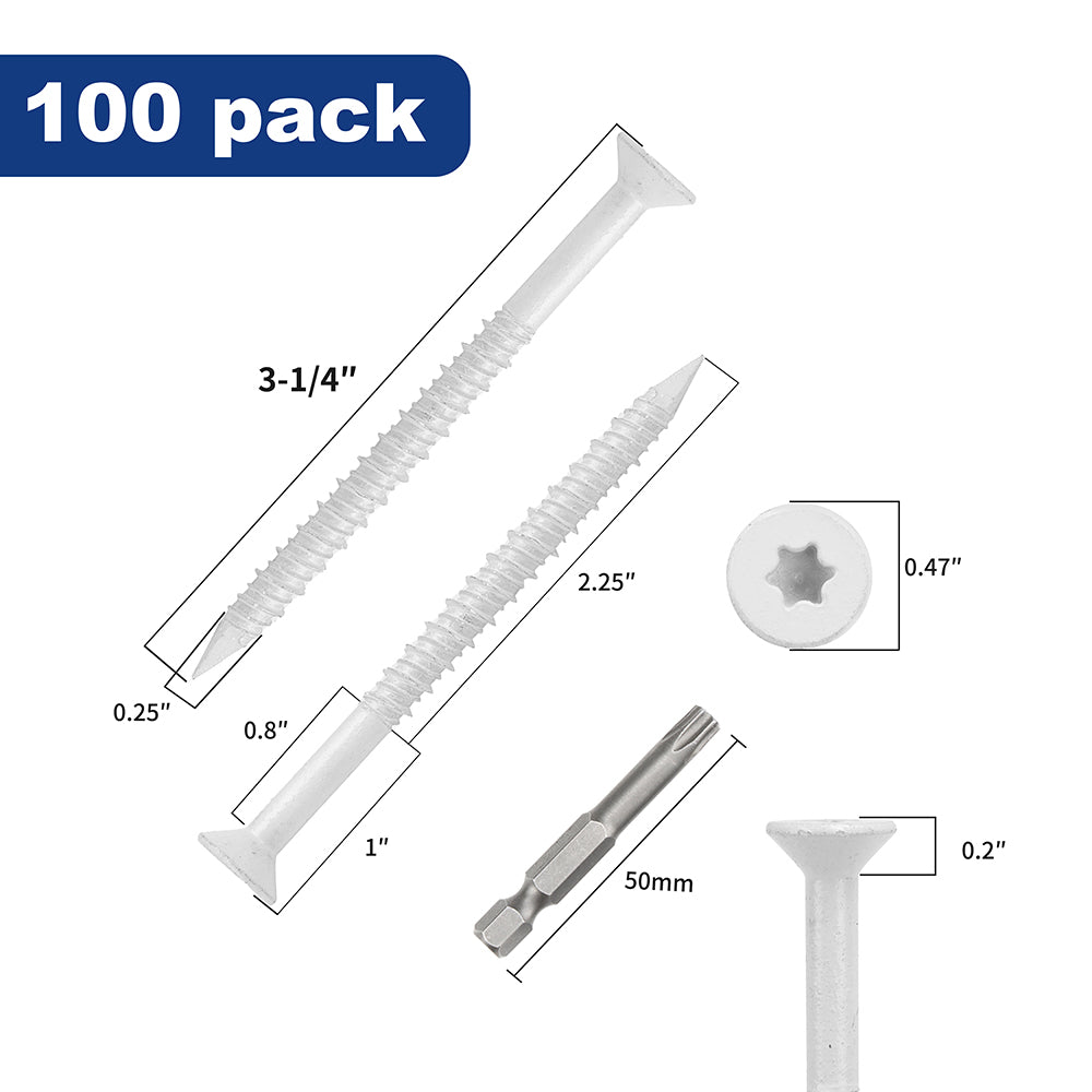 GP Concrete Screw  Star Flat Head White