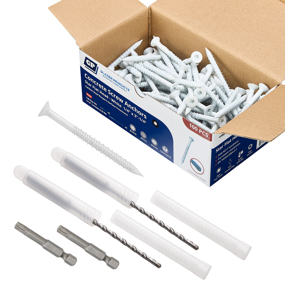 GP Concrete Screw  Star Flat Head White
