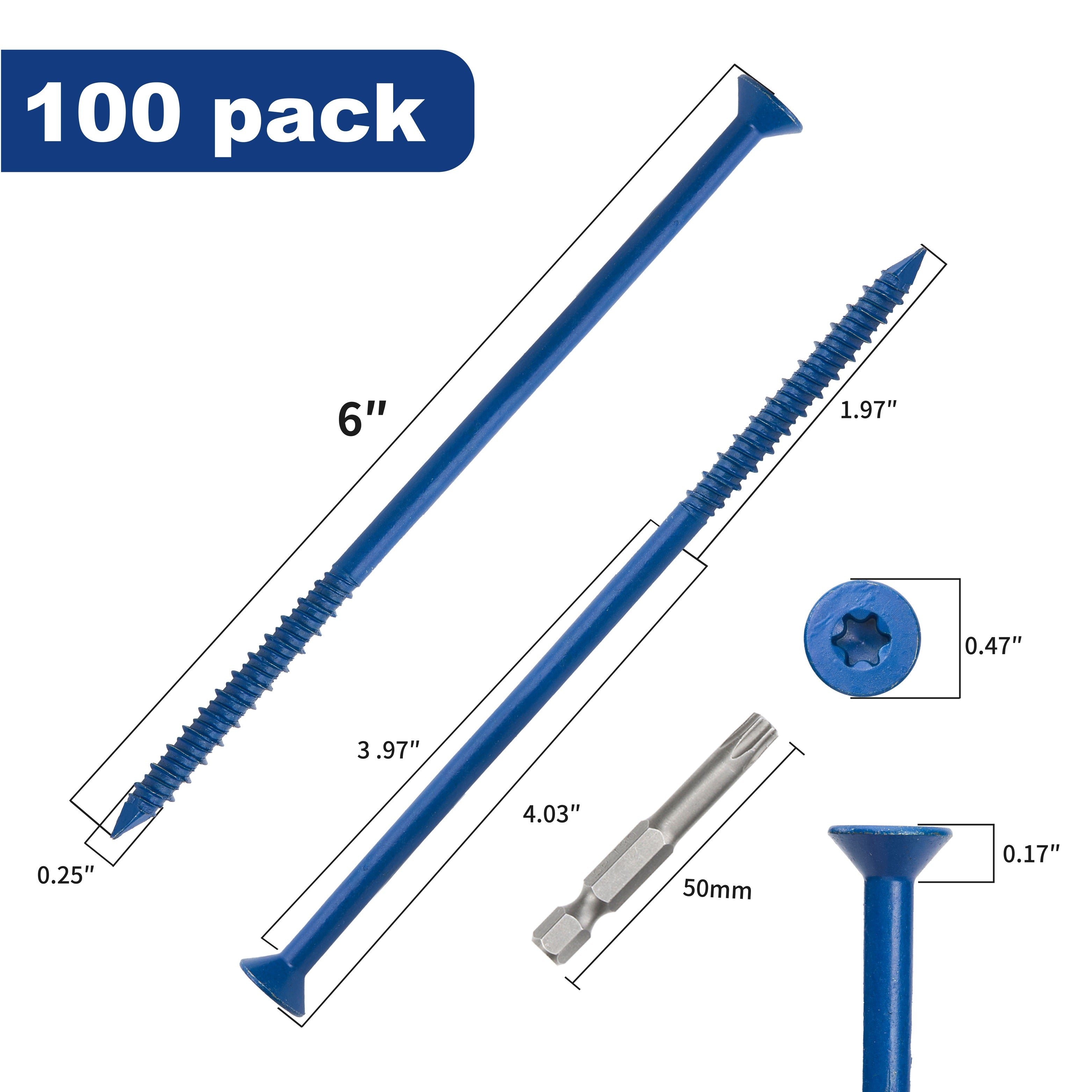 GP Concrete Screw  Star Flat Head Cobalt Blue
