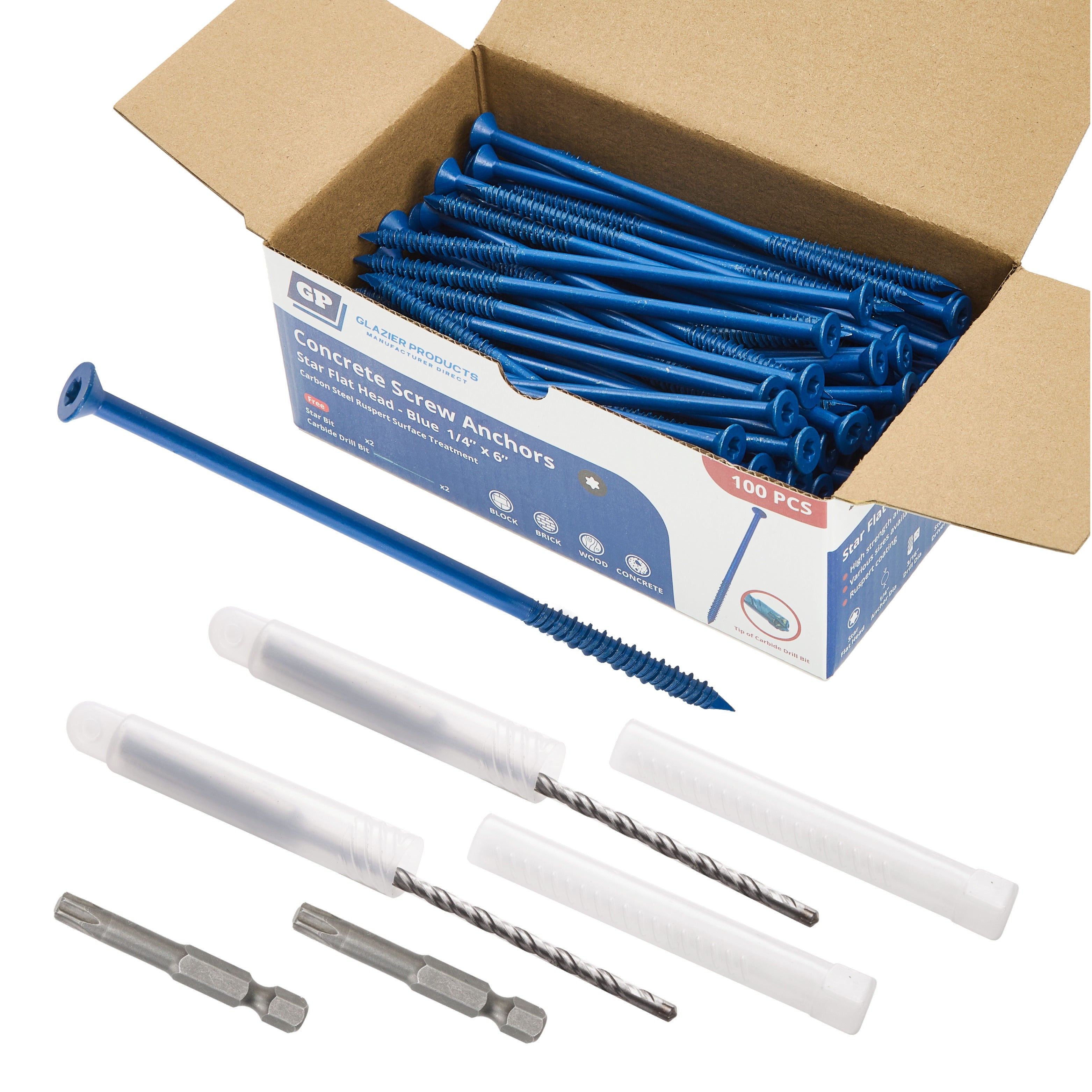 GP Concrete Screw  Star Flat Head Cobalt Blue